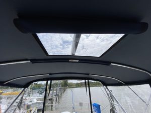 Hunter Center Cockpit Bimini Top and Enclosure - Sunbrella Navy, Sunbrella SeaMark Navy, Strataglass 40G - Rock Hall, MD