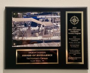 2022 Award of Excellence for Sailboat Dodgers/Exterior Canvas awarded by the National Marine Fabricators Association - Rock Hall, MD