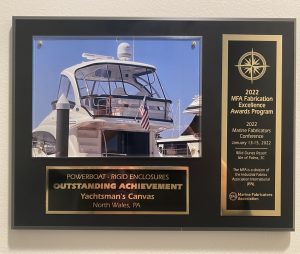2022 Outstanding Achievement for Powerboat - Rigid Enclosures awarded by the National Marine Fabricators Association - Rock Hall, MD