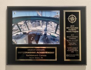 2019 Outstanding Achievement for Sailboat Dodgers awarded by the National Marine Fabricators Association - Rock Hall, MD